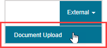 The "Document Upload" option is the only option in the External menu.